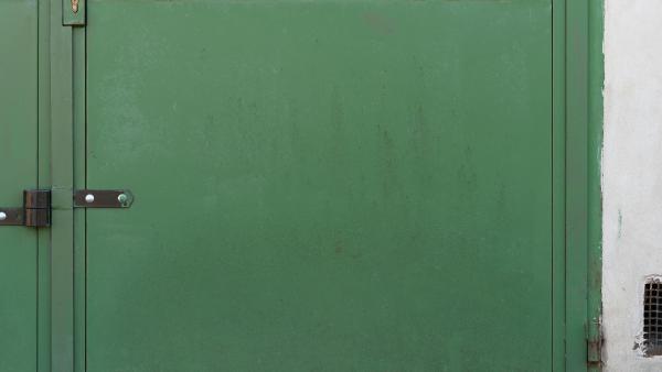 Painted green metal plate