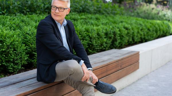 Businessman on bench photo