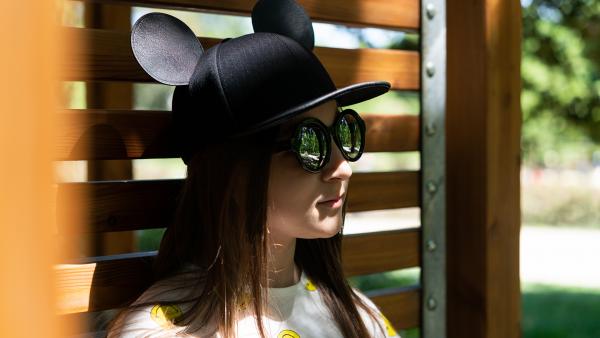 Girl in funny hat photo