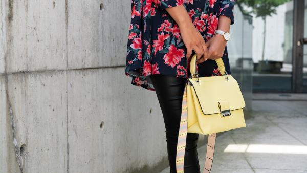 Close up on yellow handbag