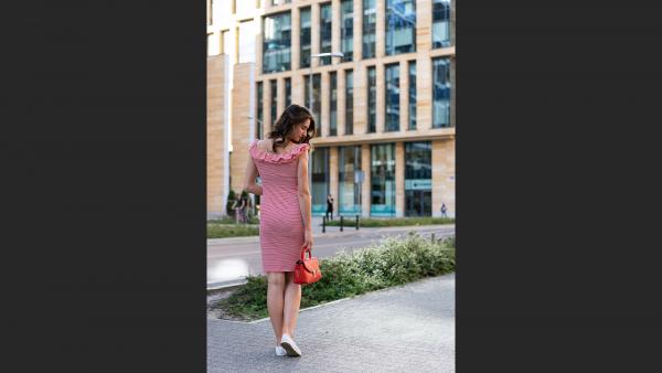 Female in city center