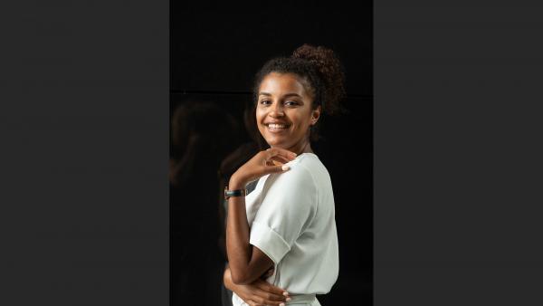 Elegant woman on black background