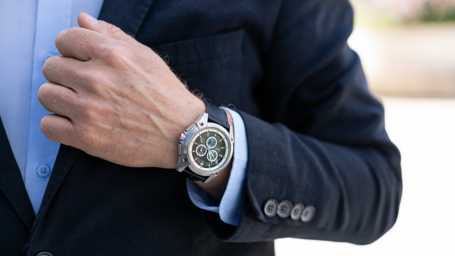Hand watch closeup photo image