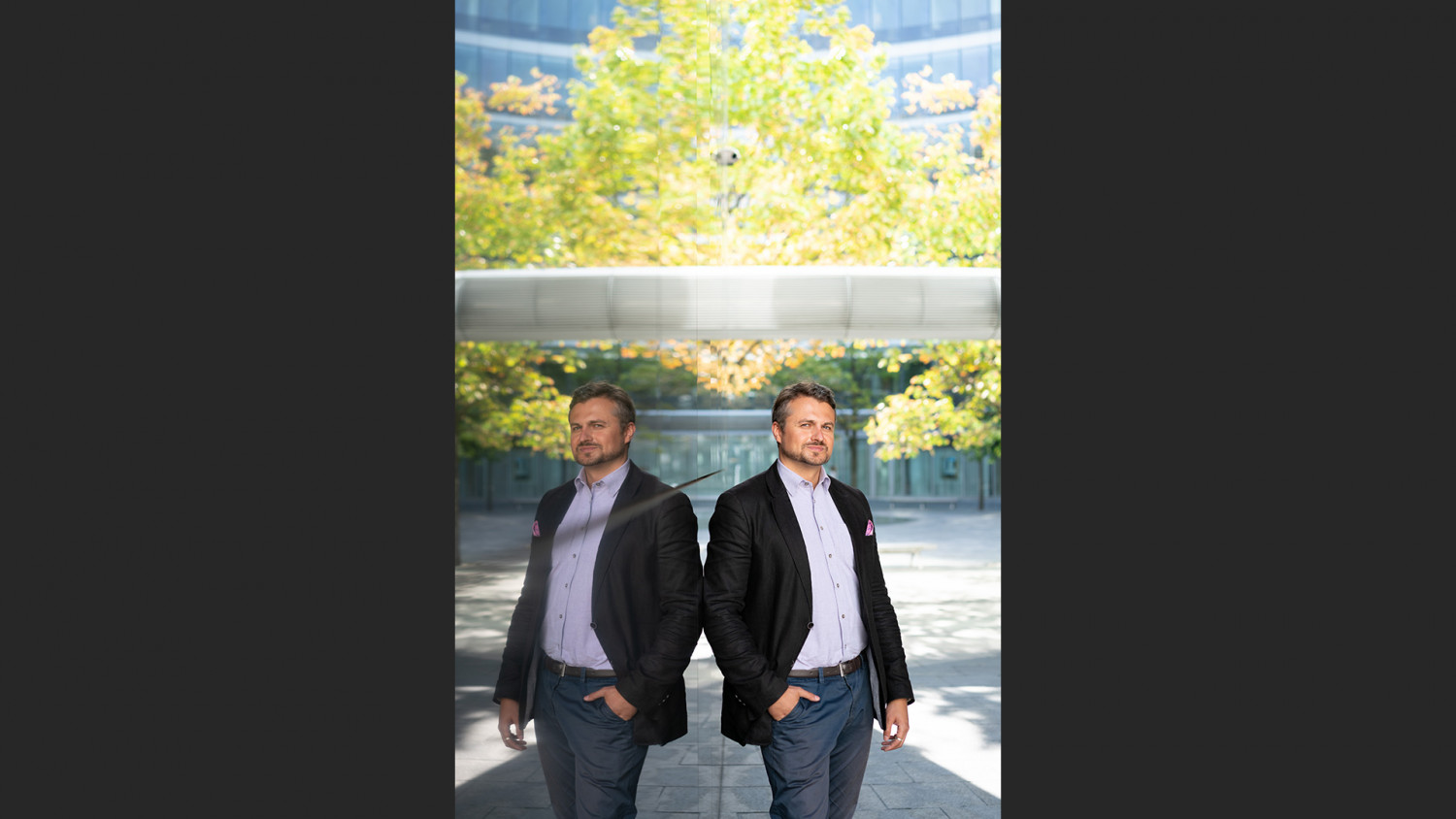 Photo of man with mirror reflection image