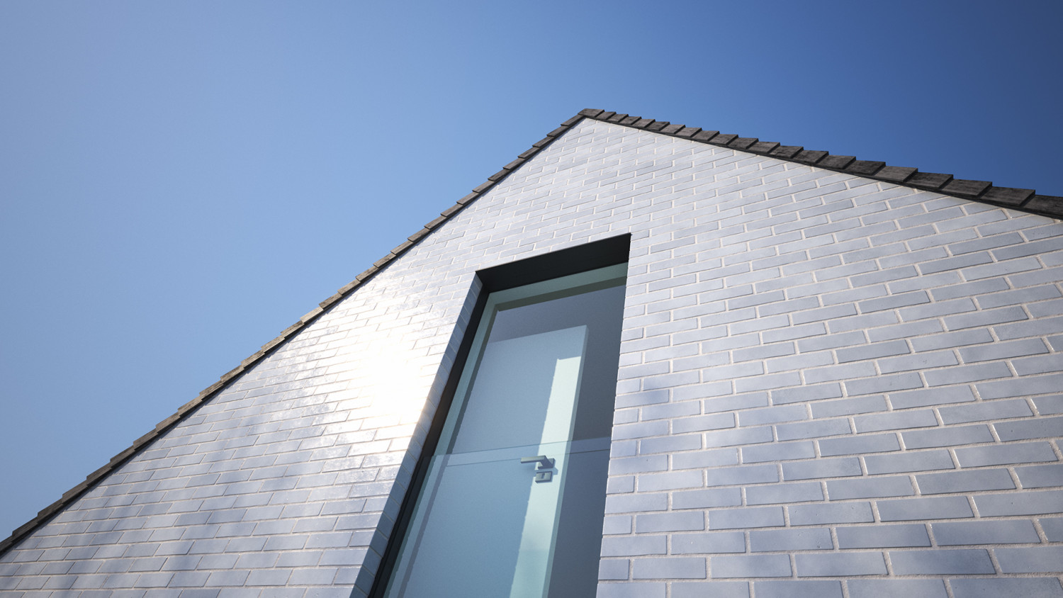 Blue shiny brick wall