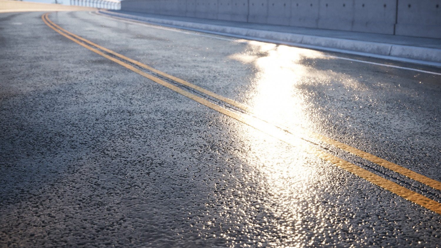 Long wet asphalt road with lines texture