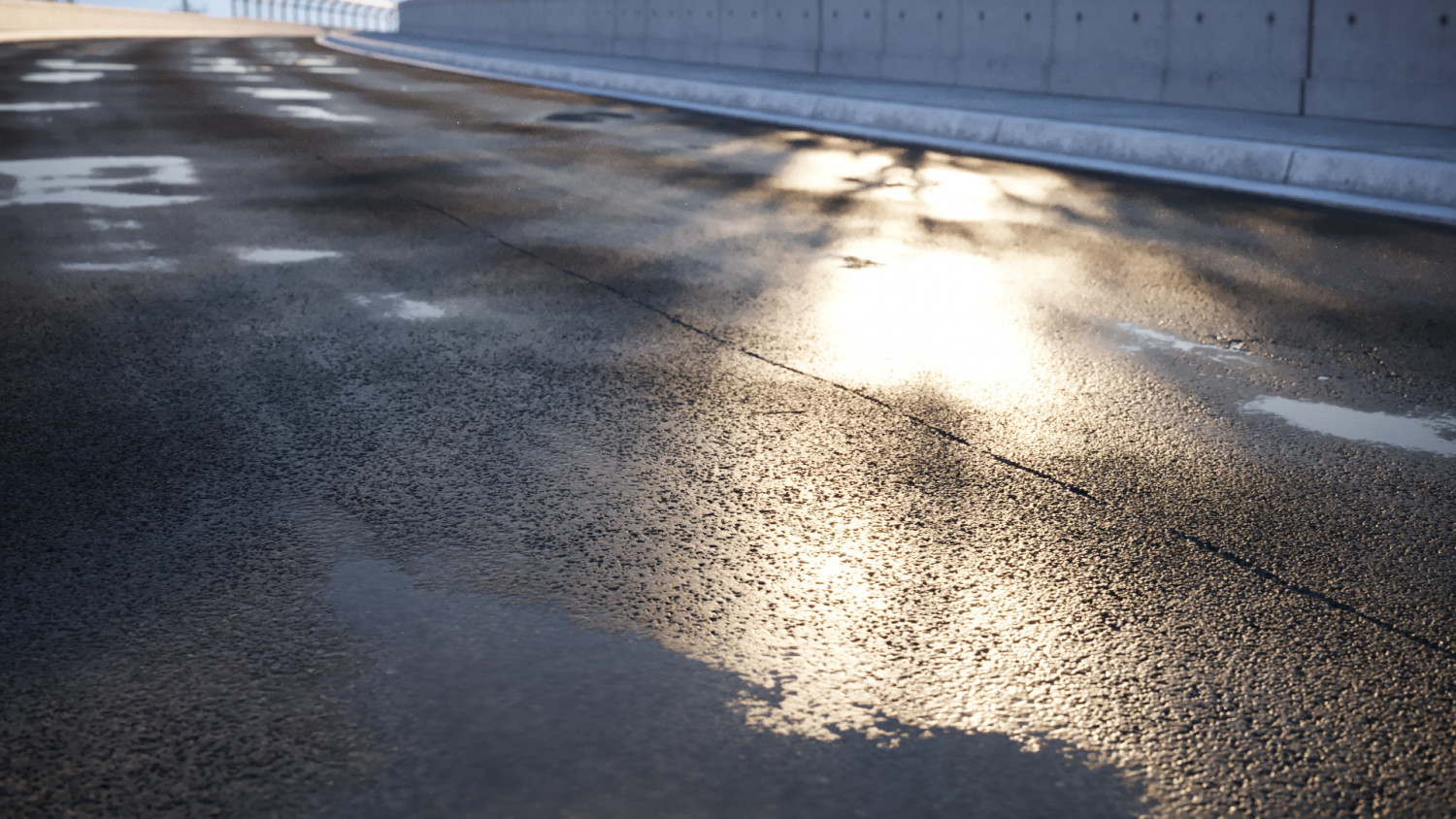 Wet damaged asphalt road  texture