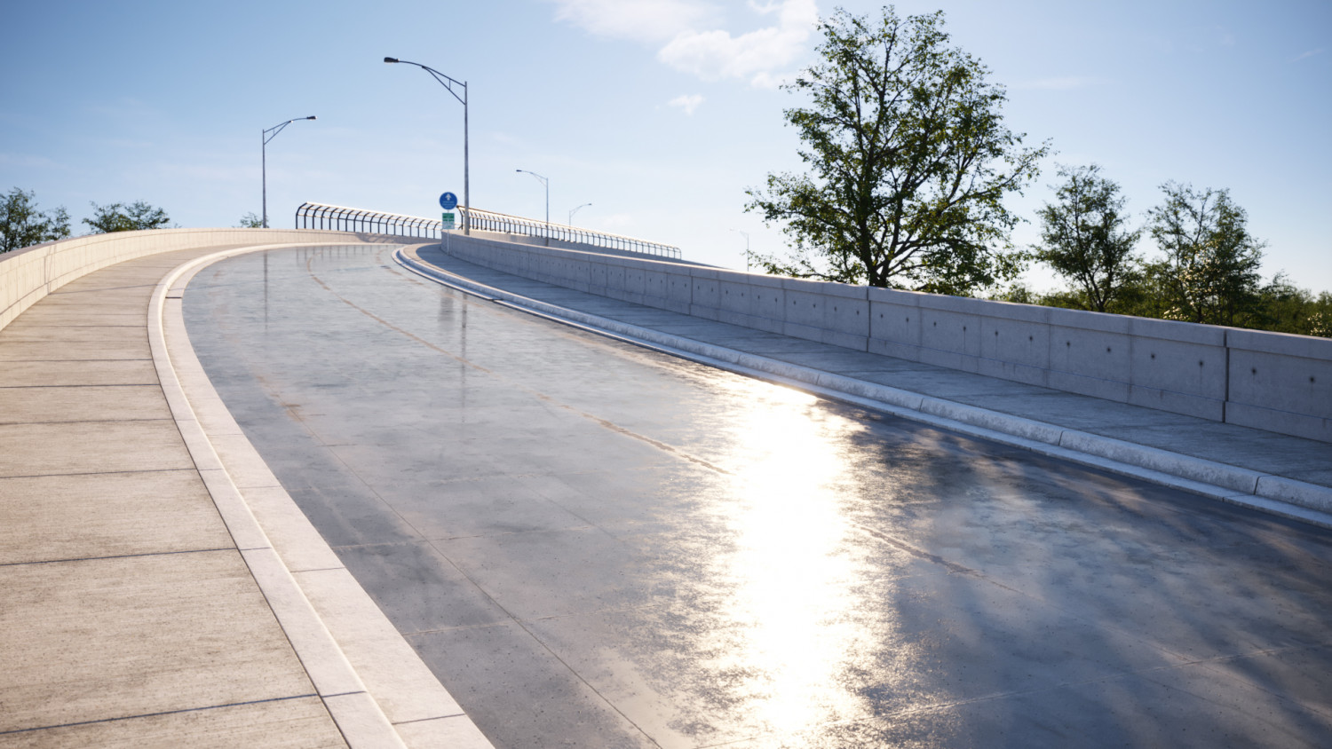 Wet concrete road texture