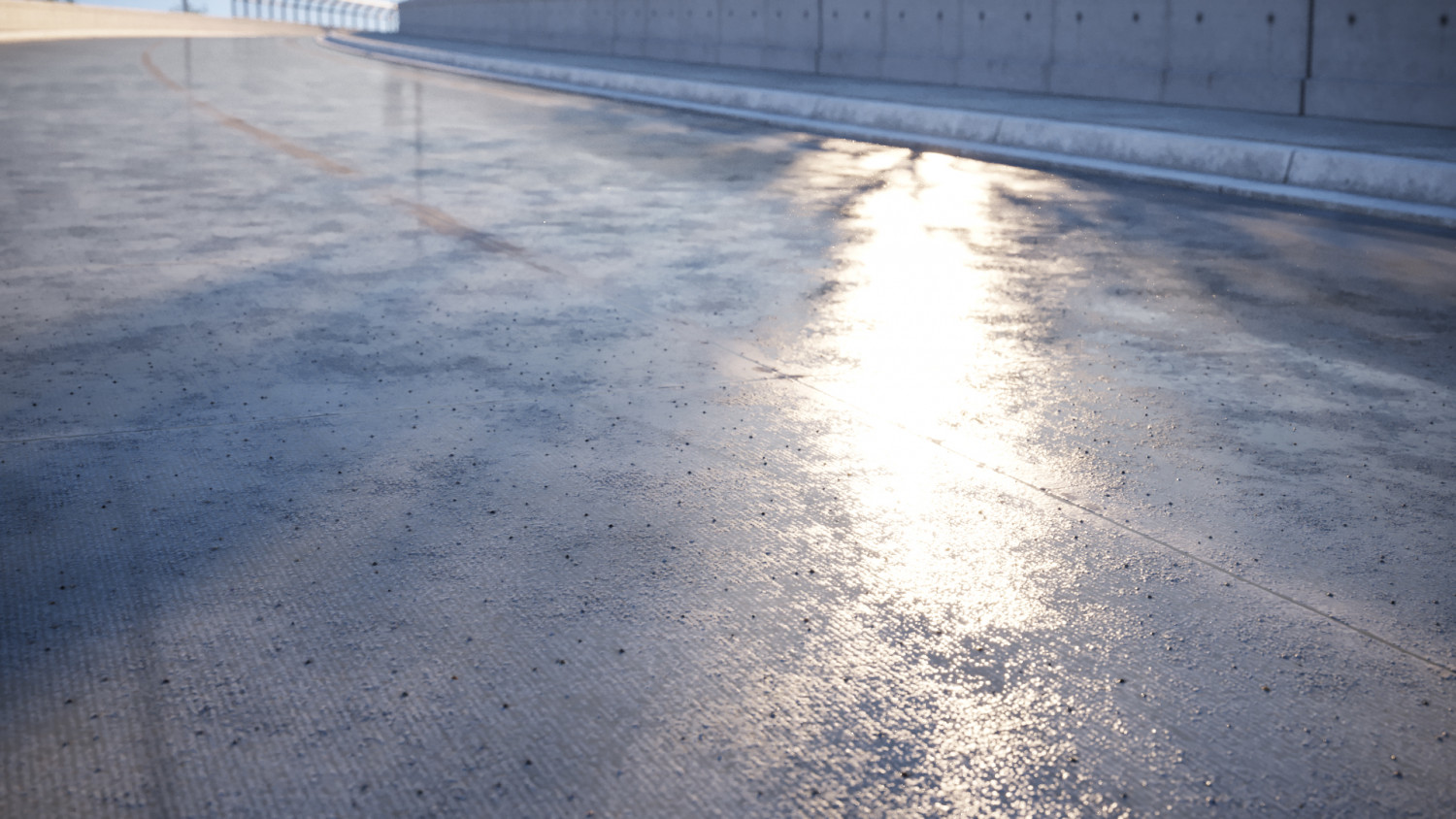 Wet concrete road texture