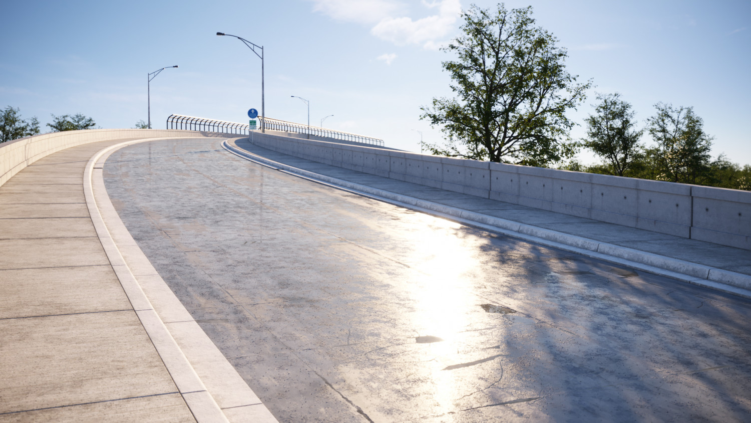 Wet damaged concrete road texture